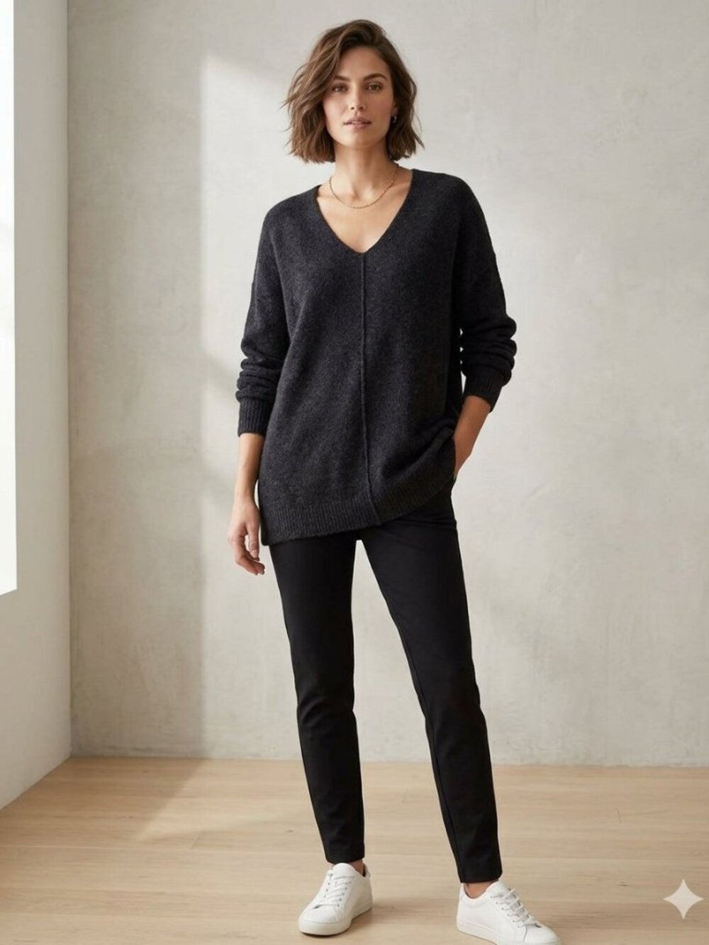 NWT Express charcoal gray v-neck oversized sweater, size M